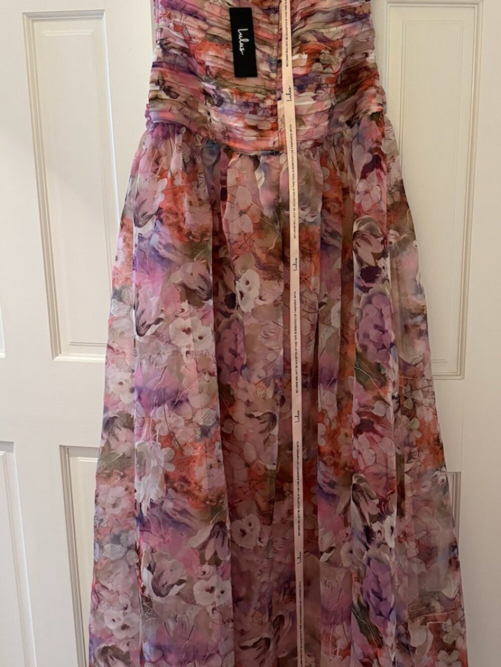 Lulus Kasandra Pink Multi Floral Organza Drop Waist Maxi Dress - Size L - Picture 3 of 4